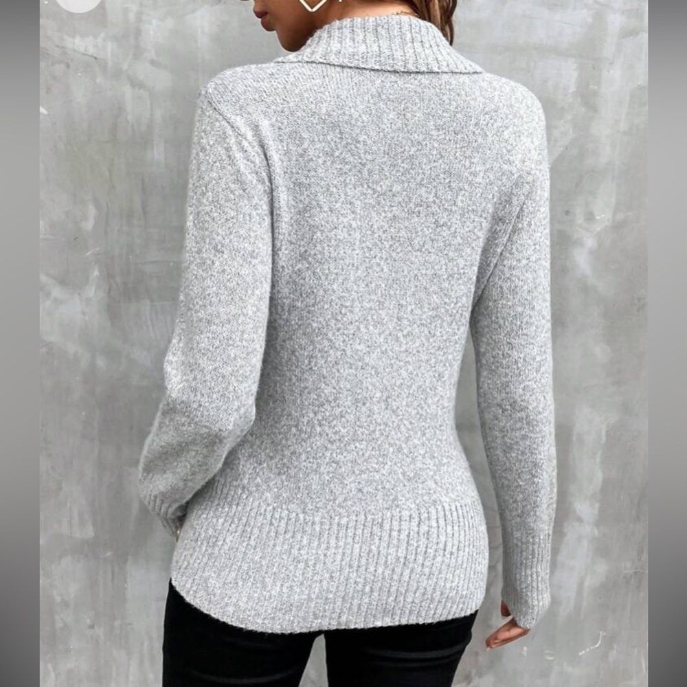 Boho shawl button detail sweater top - Picture 3 of 16